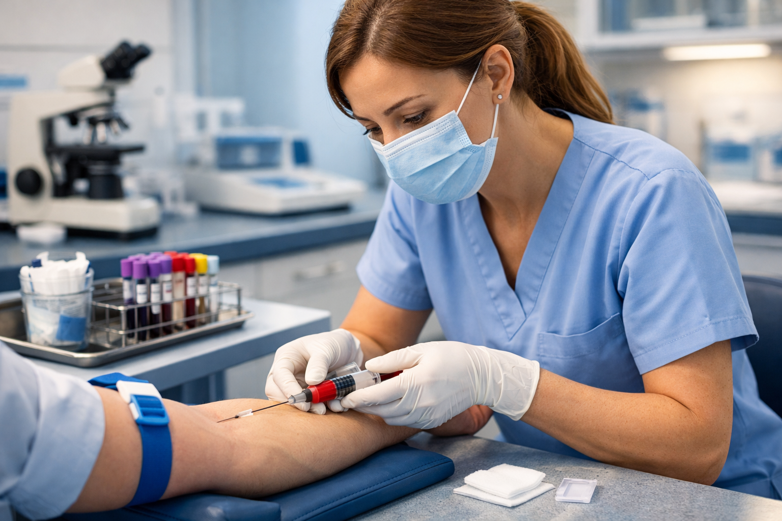 Professional lab blood sample collection